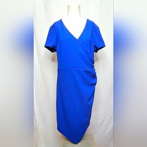 Bisou Bisou Cobalt Blue Ruched Sheath Cocktail Dress Size 14